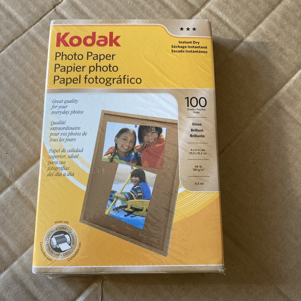 Kodak Photo Paper  Gloss 100 Sheets 4” X 6” Instant Dry New Unopened Sealed