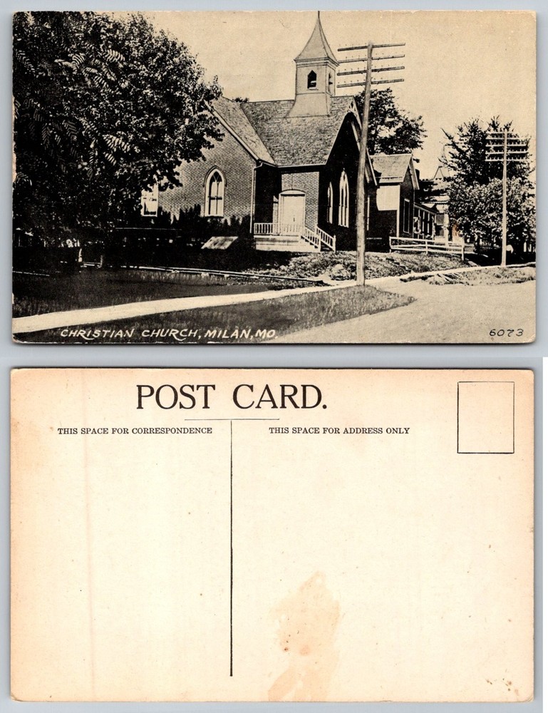 Milan, MO Christian Church c1910 Missouri Divided Back Postcard