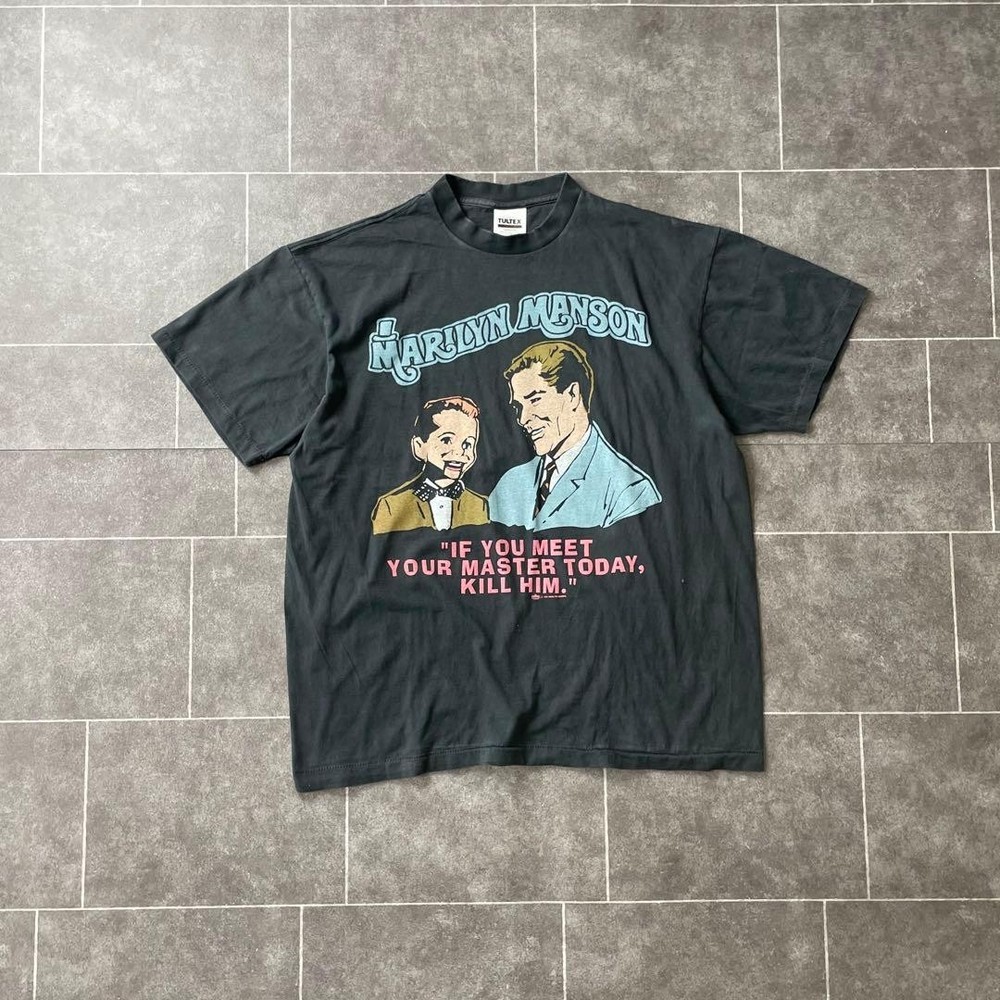 TULTEX Marilyn Manson If You Meet Fade T-Shirt Black XL Double Sided Used
