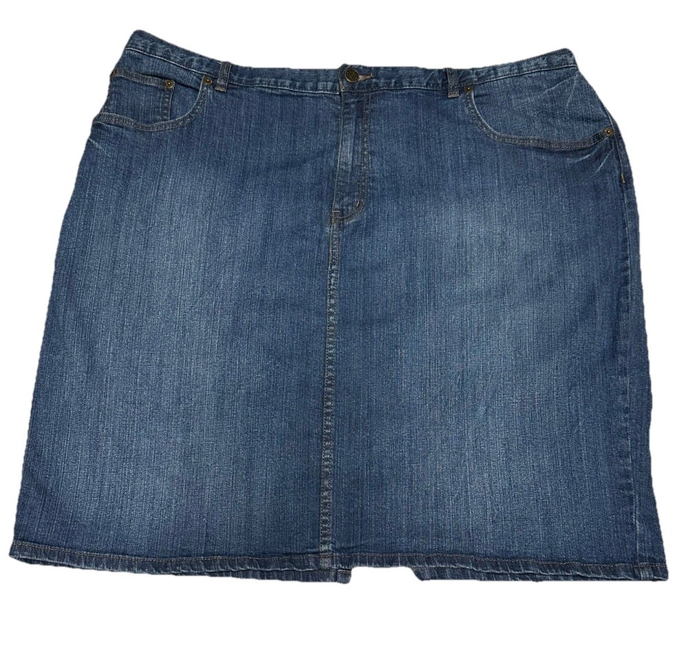 Lauren Ralph Lauren Womens Knee Length Denim Skirt 18W Blue Straight Pencil