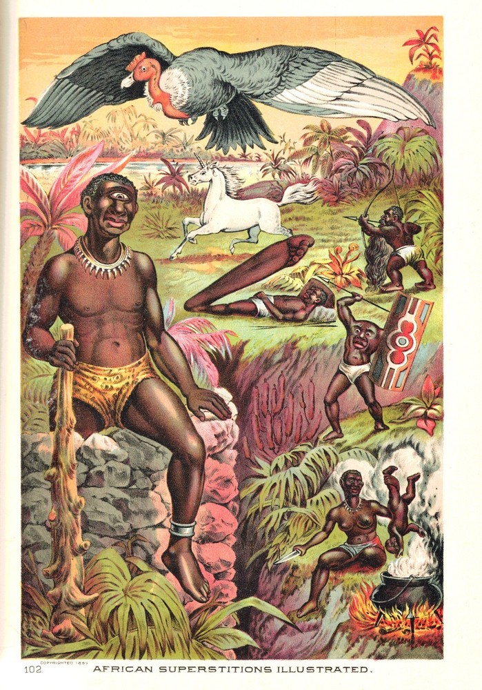 1889 Africa Travel African Superstitions Cannibalism With Color Prints Gift Idea