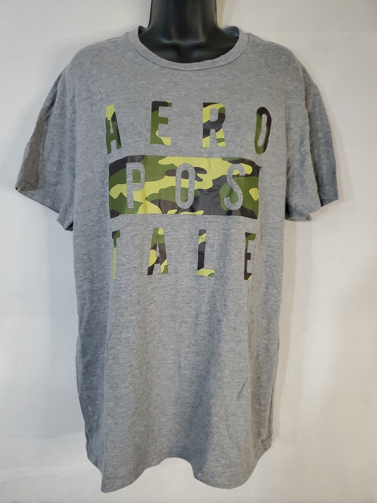 Aeropostale Men's Size Large Camo Letters spell logo T-shirt