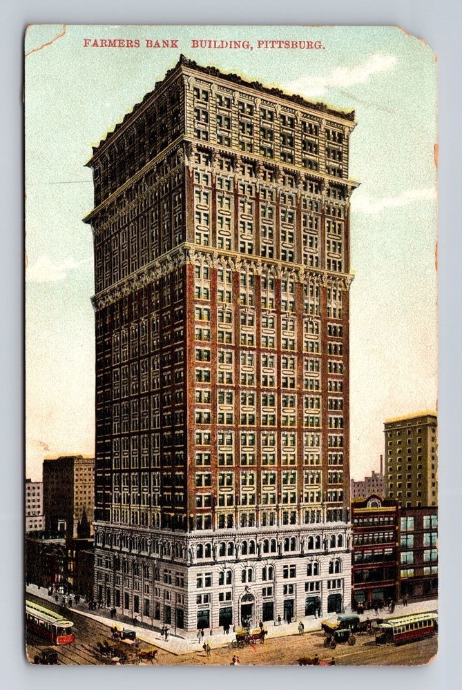 Pittsburgh PA-Pennsylvania, Farmers Bank Building, Advertise, Vintage Postcard