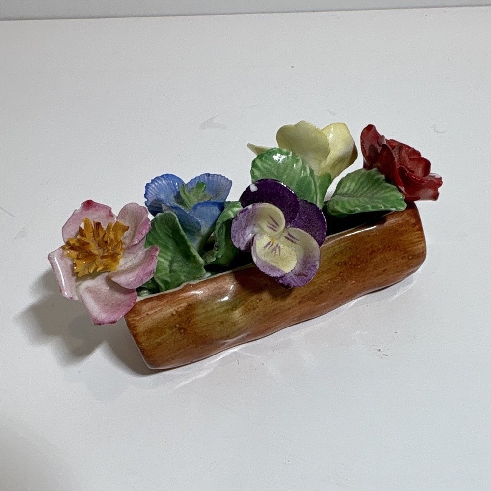 Coalport Bone China Floral Basket Arrangement Figurine, England,
