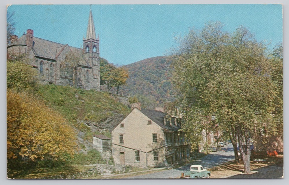 Harpers Ferry West Virginia, Stage Coach Inn, Church, Vintage Postcard