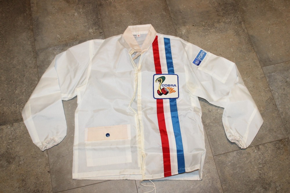 RARE Vintage 70’s Ford Shelby Cobra Racing Windbreaker White Size 16