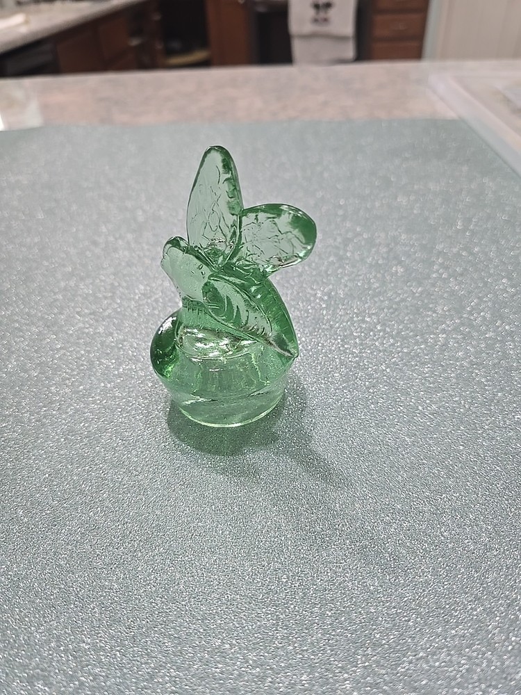Rare antique large green glass fly wasp bee catcher jar Leaf Stopper