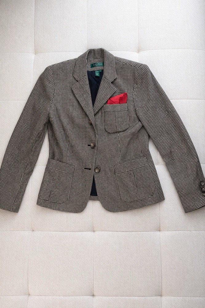 Lauren Ralph Lauren Petite Blazer – Women’s Size 6P  Wool Houndstooth Pattern