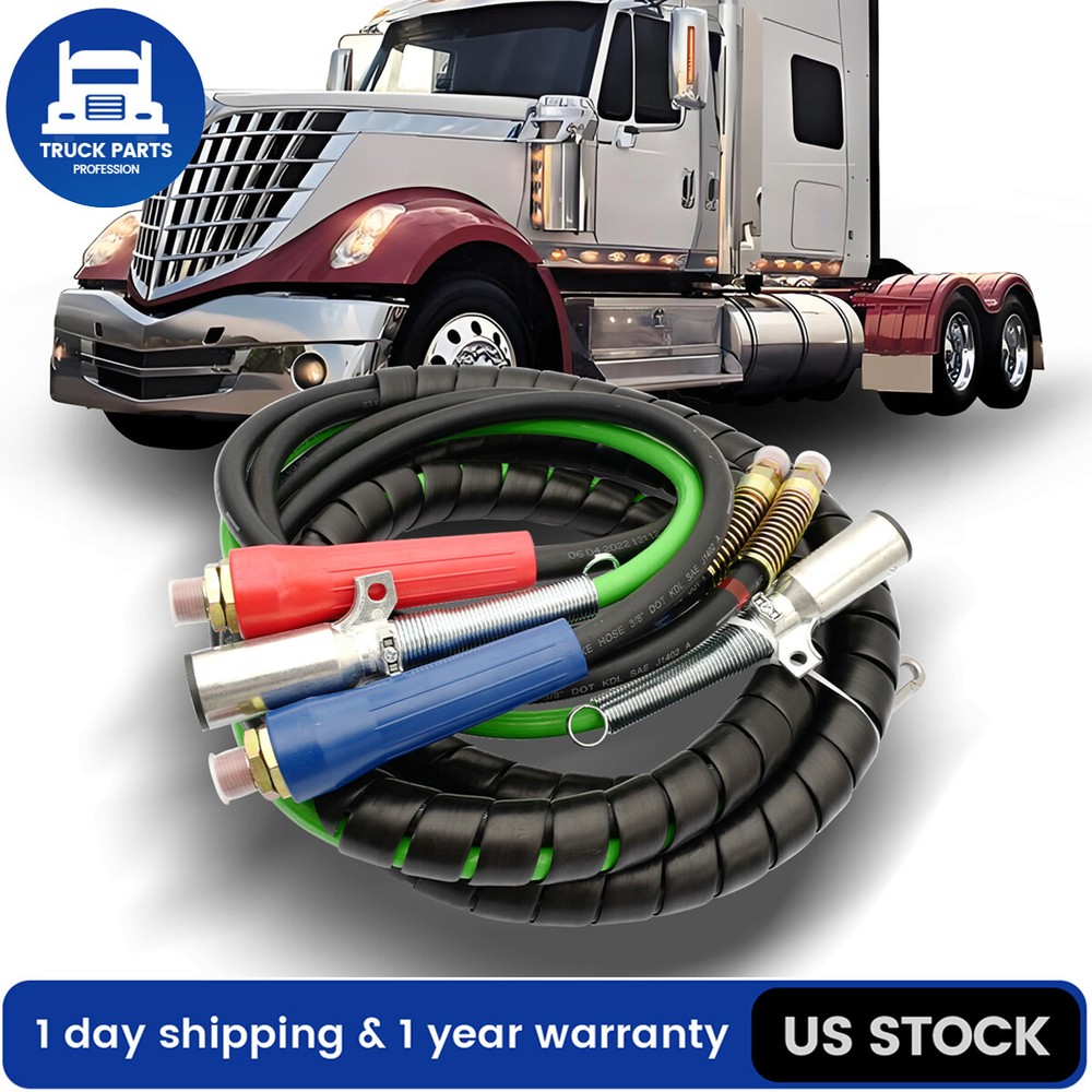 15FT ABS 3-in-1 Air Line Hose Wrap with 7-Way Trailer Cable-image