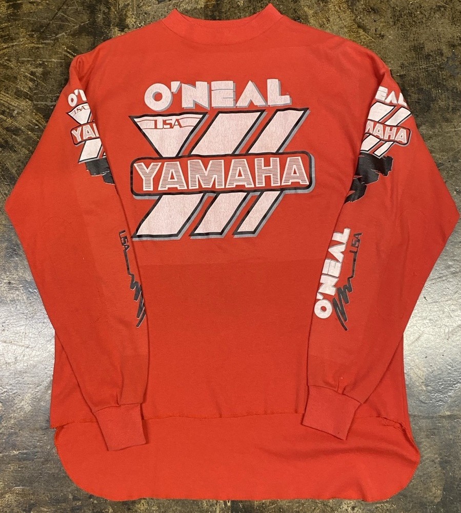 Size Large 1990s Yamaha O’Neal Motocross Longsleeve Made in USA Dirt Bike Red