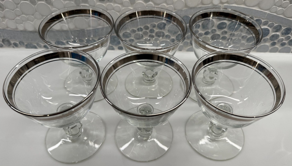 Set of 6 Silver Rim Glass Dessert / Champagne Coupes – 4