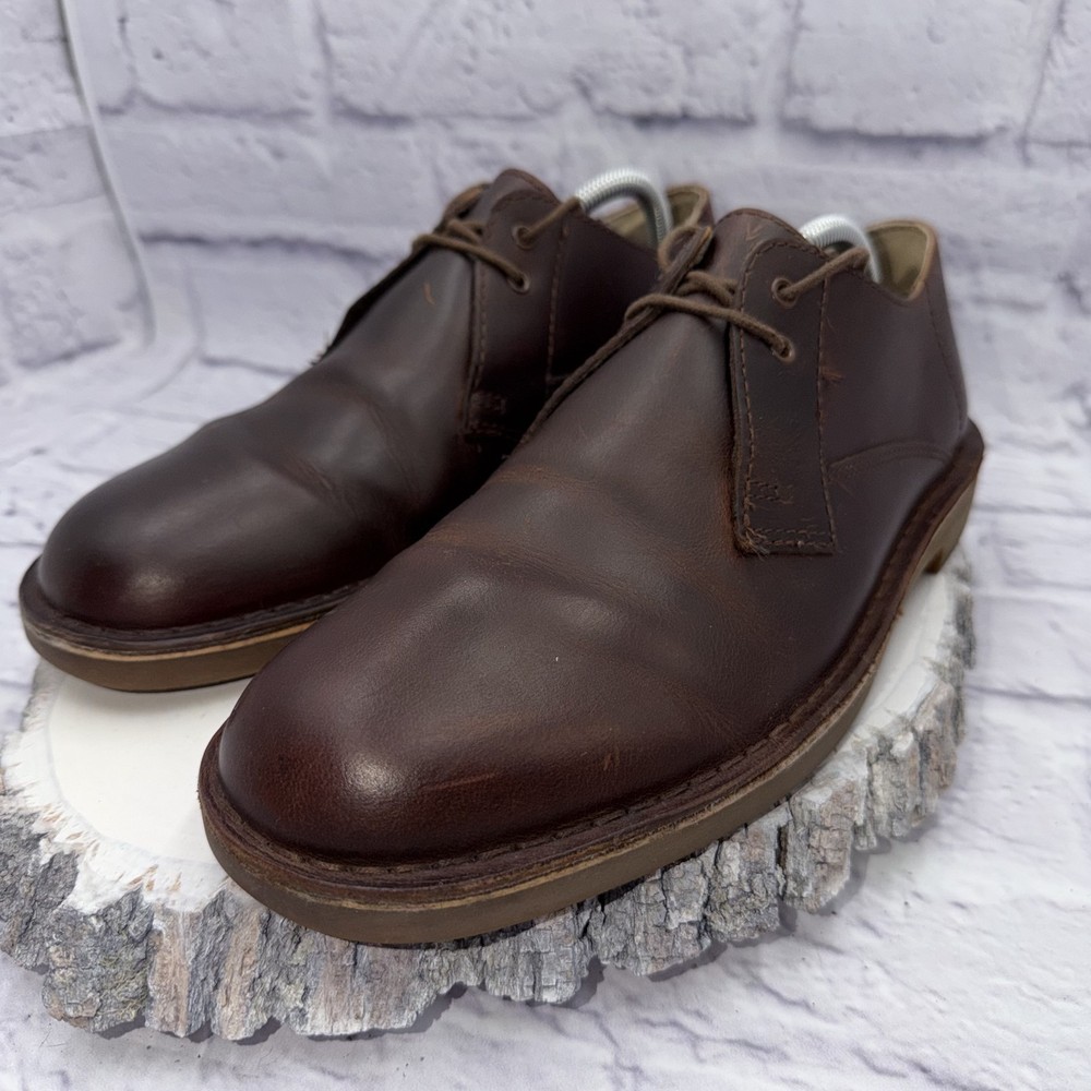 Clarks Mens Size 10 Bushacre Chukka Brown Leather Low Cut Shoes
