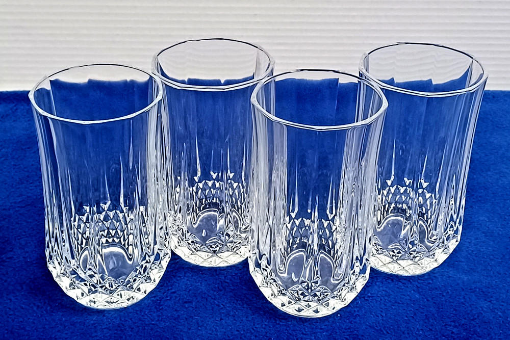 Cristal D'Arques Durand Longchamp Tumbler 10 oz Glasses Crystal Glass Set of 4