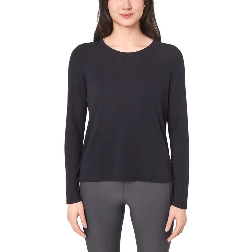 Mondetta Women's Ribbed Long Sleeve Top, Black, Size Small, New