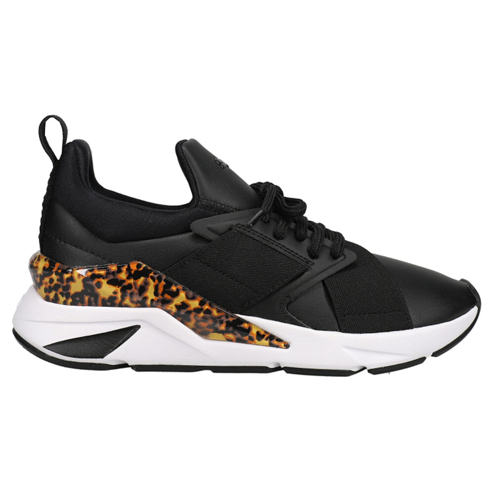 PUMA Muse X5 Leopard Lace Up  Womens Black Sneakers Casual Shoes 384100-01
