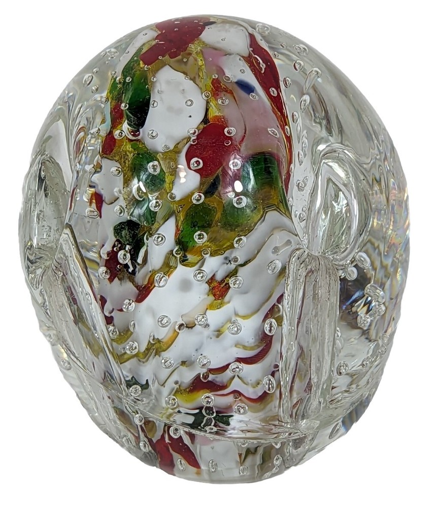 Paperweight Clear with Abstract Art Glass Bubbles Perforated 3