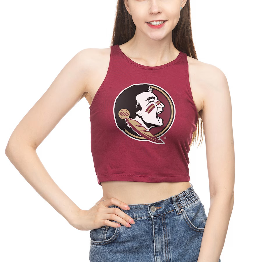 Florida Seminoles ZooZatz Women's High Neck Cropped Tank Top - Garnet SZ XL