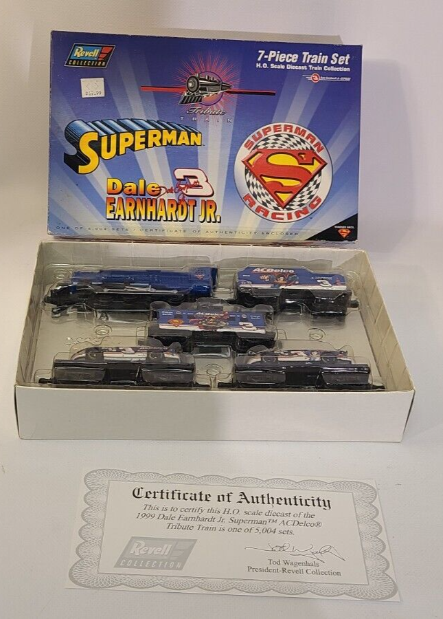 NASCAR Dale Earnhardt Jr Superman 7-Piece HO Scale Train Set 1999 AC Delco-image