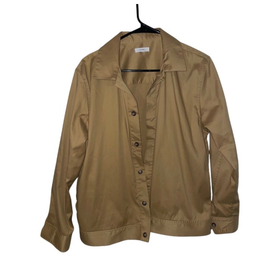 Gatoni Khaki Jacket Cotton Mens Medium Tan Light Weight Quiet Luxury Shacket