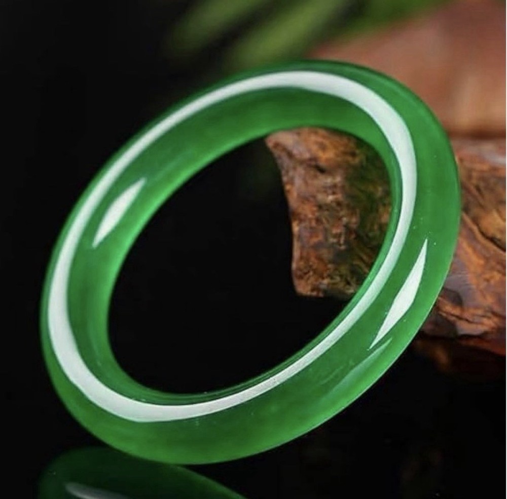 Genuine Natural 56mm Green Jade Bangle Bracelet Real Natural A Green Jade