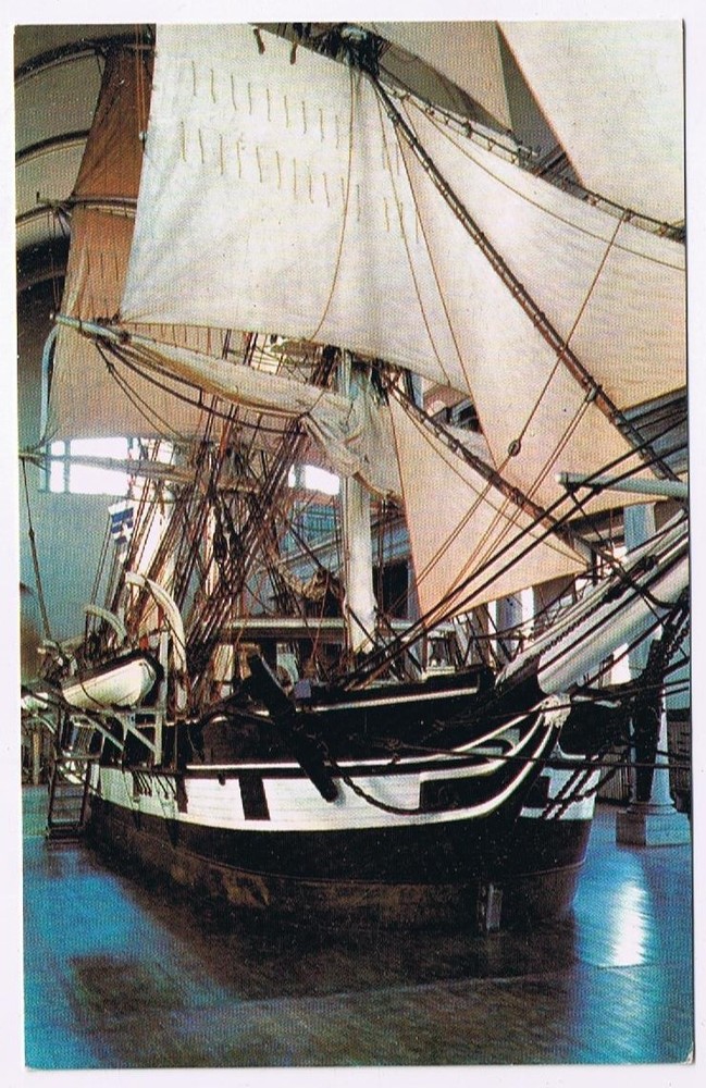 Postcard Interior Of Whaling Museum New Bedford Massachusetts Ship