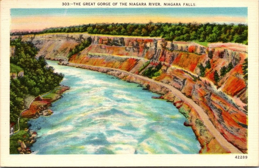 Vintage Linen Postcard Niagara River Gorge Niagara Falls NY 1930s USA