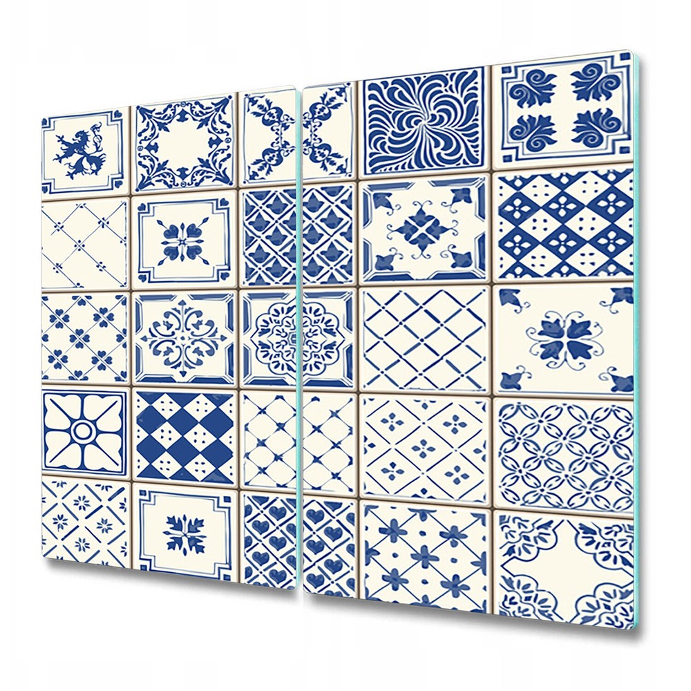 Glass Chopping Board Utensil Board Worktop Saver Azulejos blue and white 2x30x52