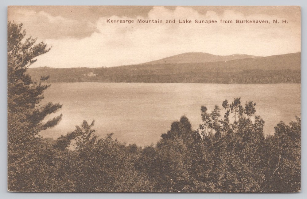 Burkehaven New Hampshire, Kearsarge Mountain & Lake Sunapee, Vintage Postcard