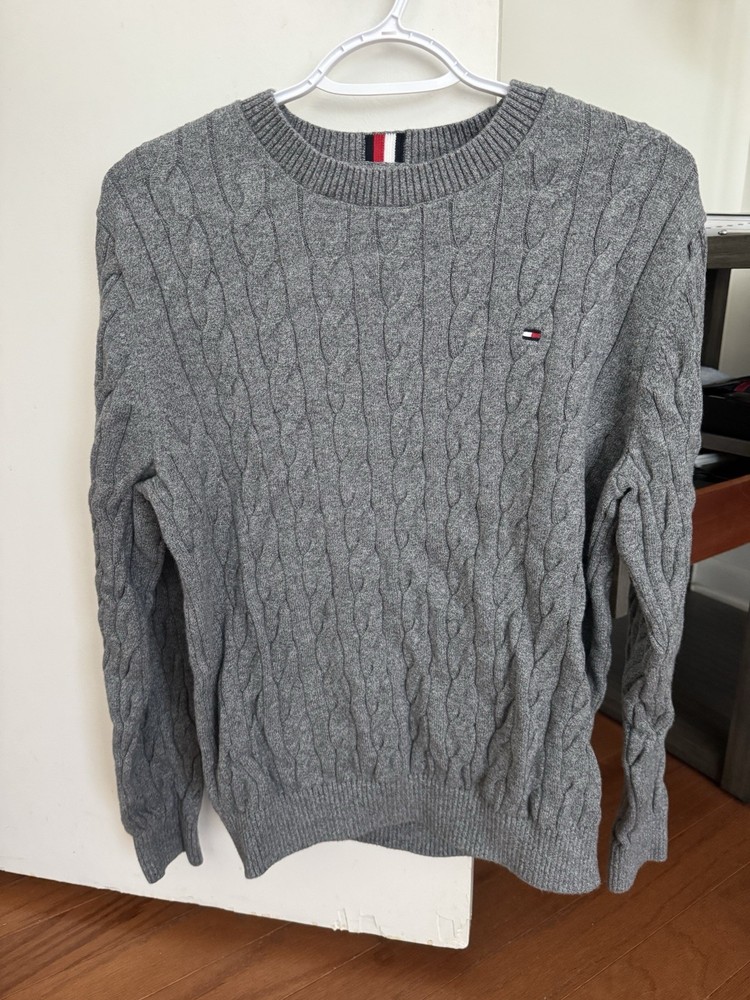Tommy Hilfiger Men's Pullover Sweater-Medium Gray
