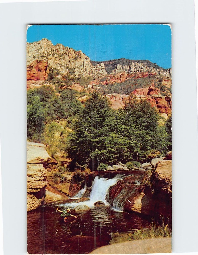 Postcard Oak Creek Falls Canyon Arizona Natures Wonderland USA North America