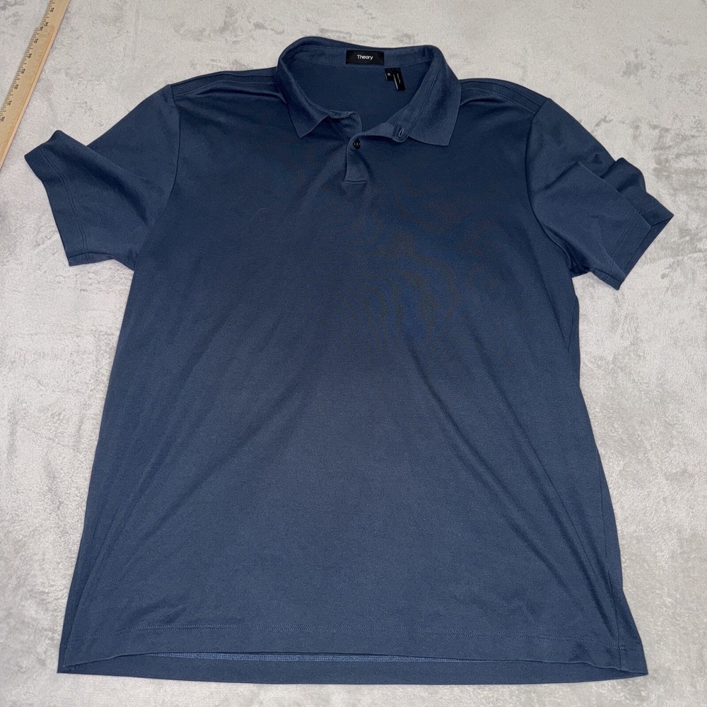 Theory Polo Shirt Mens XL Blue Outdoor Golf Golfer Rugby Preppy Casual Adult