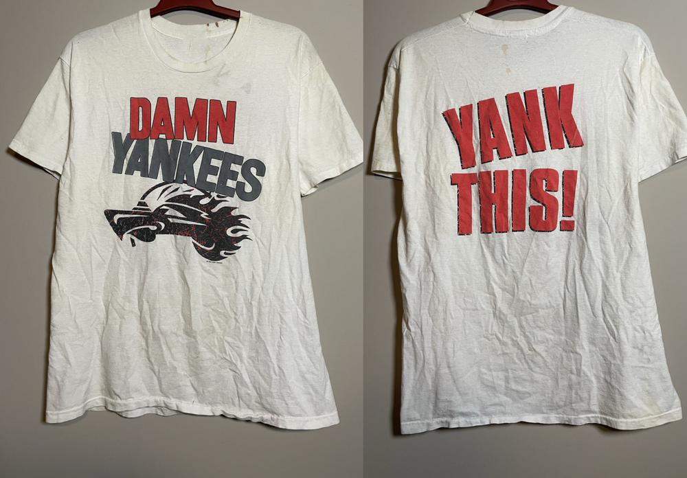 Vtg 1990 Damn Yankees Concert Tour Unisex Cotton Classic Reprint T-shirt BO2738