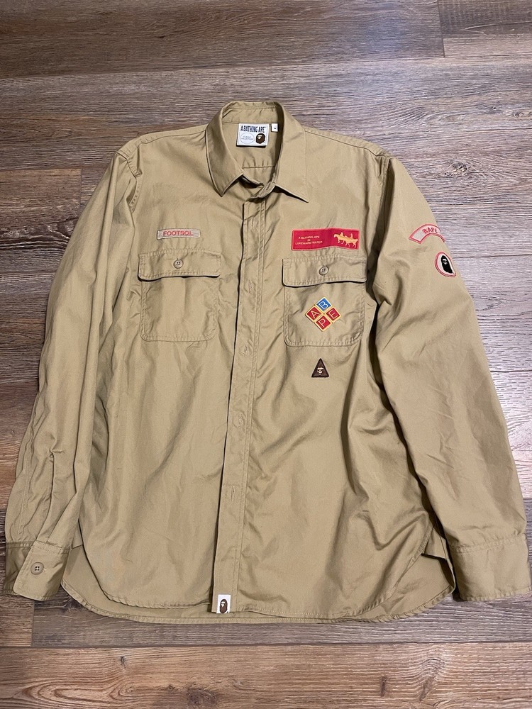 A Bathing Ape “ BAPE “ Relaxed Fit SCOUT Shirt Mens medium Buttom Up MINT