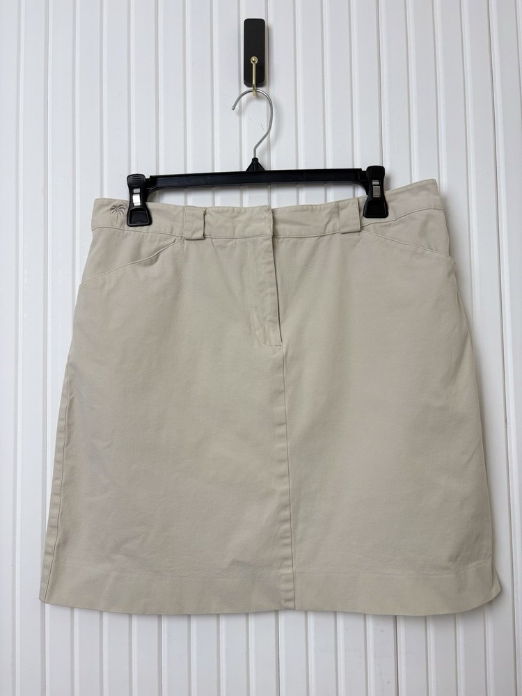Lilly Pulitzer Khaki Mini Skirt Womens 10 Beige Resort Vacation Beach Cruise