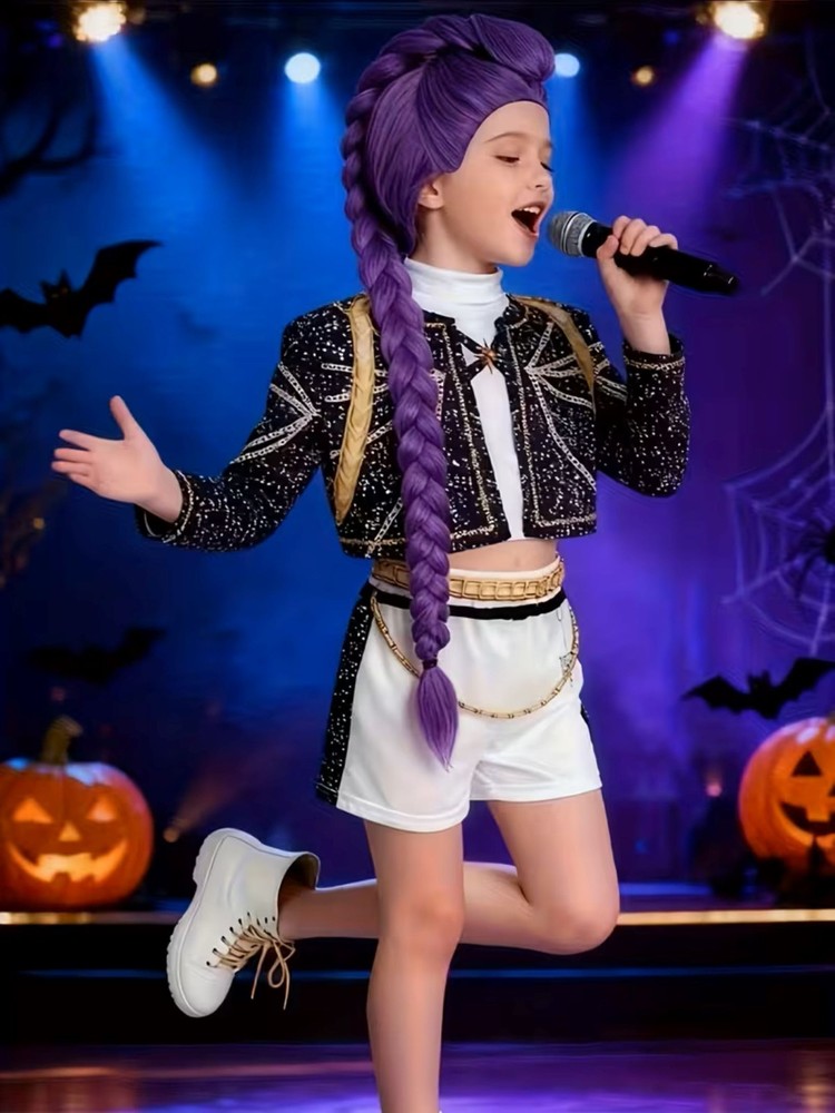 Rumi KPop Demon Hunters Costume  Viral Kpop Girl Outfit  Halloween Kids Costume