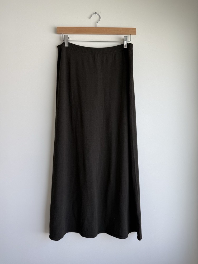 Eileen Fisher Eileen Fisher Petite Medium Brown Knit Pull On Midi Maxi Skirt PM