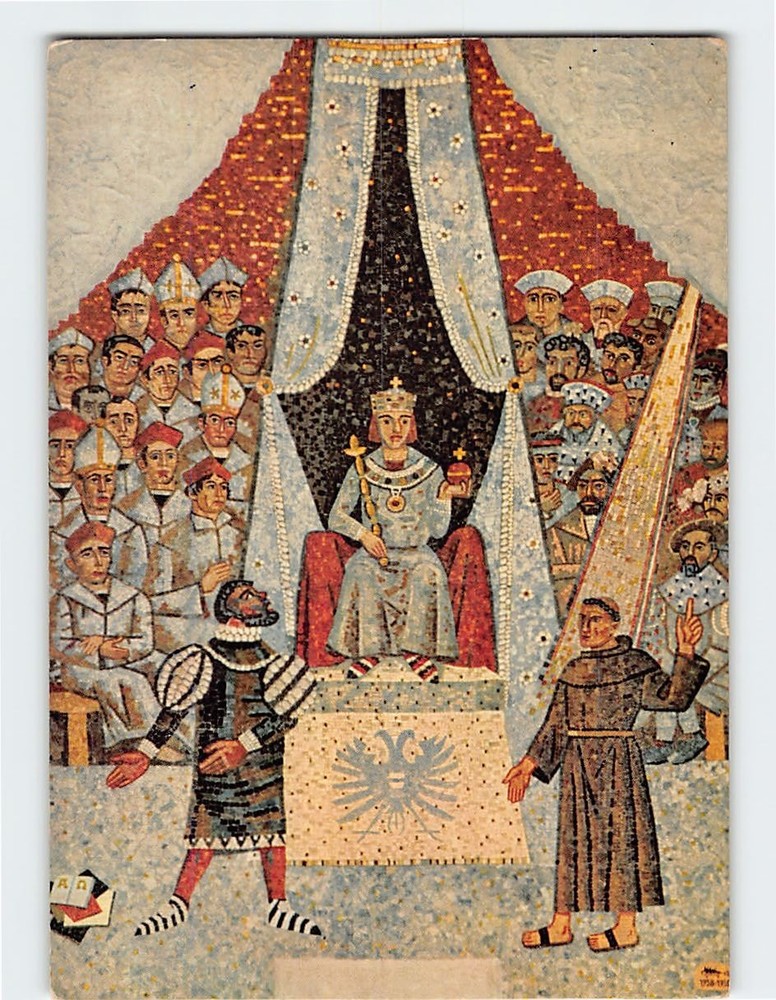 Postcard Dr. Martin Luther before the King & Church Mosaic Worms Germany