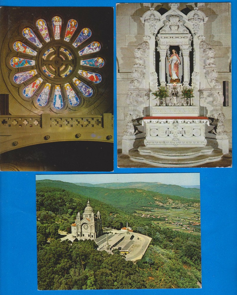 SET OF 3 used POSTCARDS , Santa Luzia Cathedral Viana Do Castelo, PORTUGAL