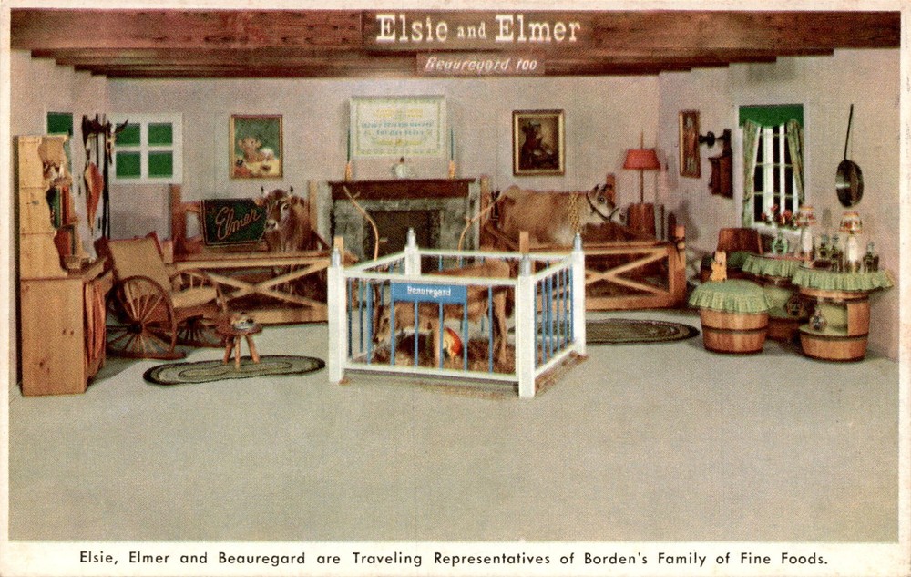 Elmer, Elsie, Beauregard, Borden's Family of Fine Foods, Elsie Postcard