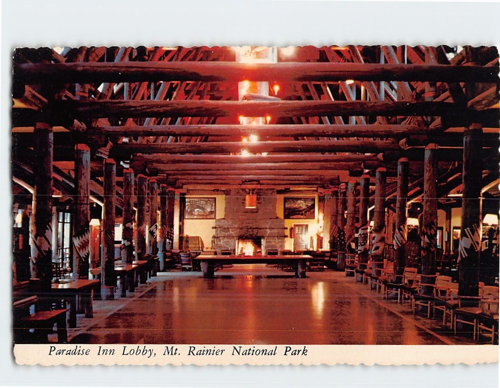 Postcard Paradise Inn Lobby Mt. Rainier National Park Ashford Washington USA