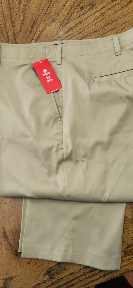 NWT BCG Golf Khaki Twill Mens Pants Size 44-32 Polyester/Spandex Blend