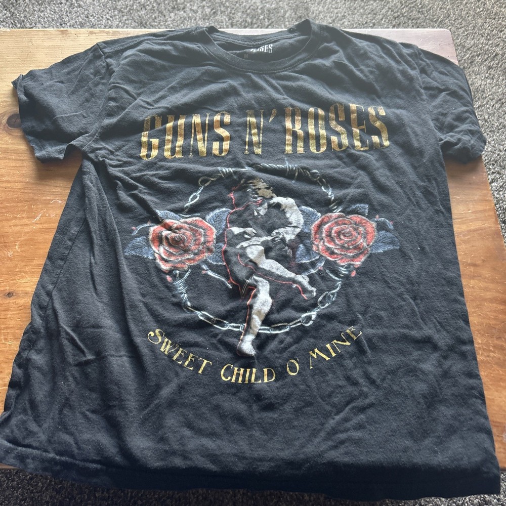 Guns N Roses Shirt Short Sleeve Crew Neck Concert Shirt Band Tee Black Women M