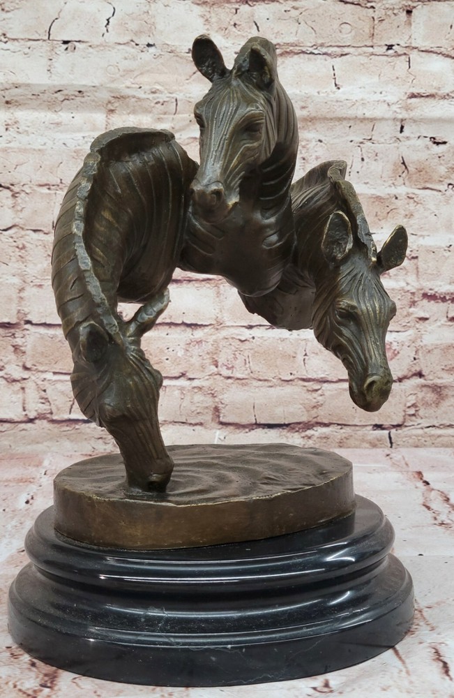 Handcrafted bronze sculpture SALE Decor Base Marble Deco Art Zebra African