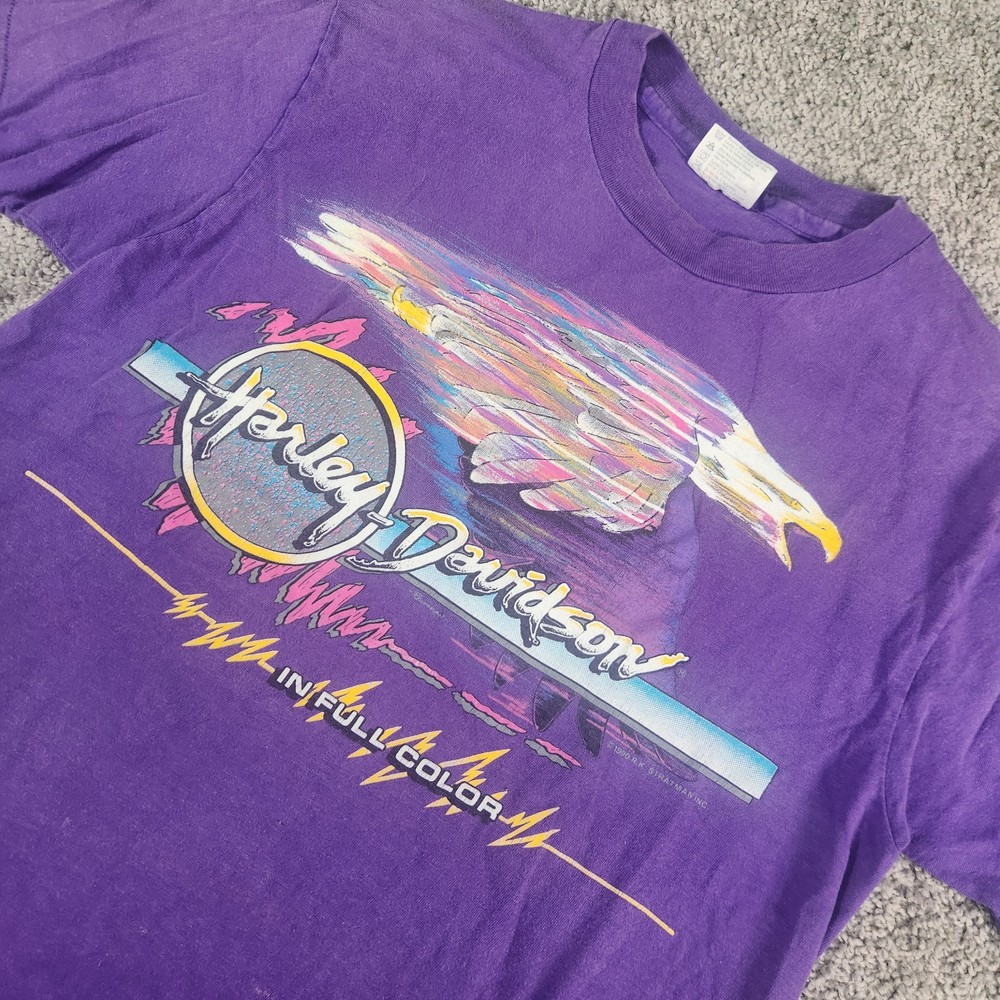 Vintage 1990 Harley Davidson Shirt Mens Large In Full Color Biker Single Stitch