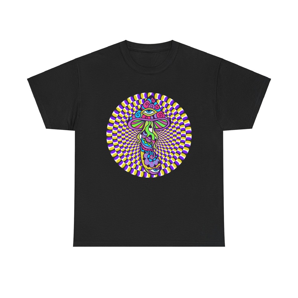 Hypnotic Shroom T-Shirt - psychedelic trippy mushroom optical illusion retro art