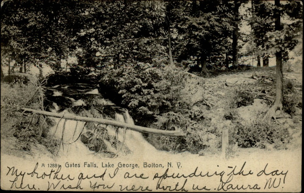Bolton NY Lake George Gates Falls mailed 1906 UDB Rotograph vintage postcard