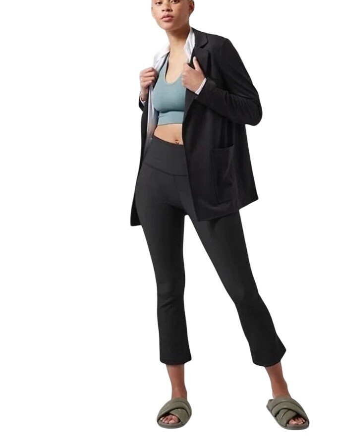 Athleta Elation Rib Tight Crop Flare Women Size 2X Black Athletic Yoga Leggings
