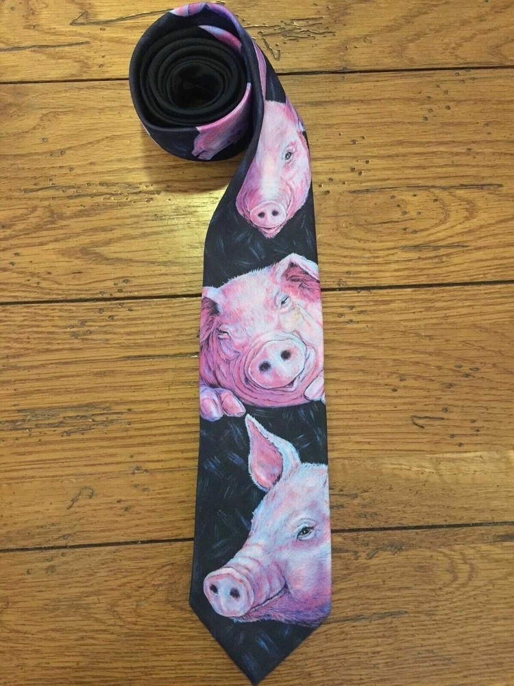 Ralph Marlin 1989 Pig Tie Vintage Vibrant Men's Necktie EUC