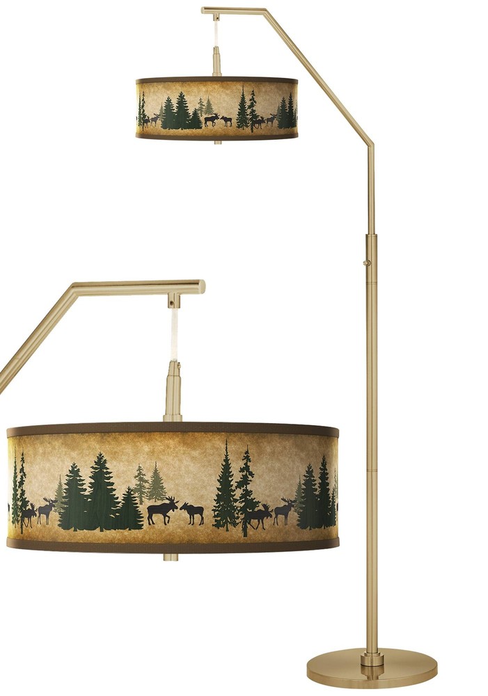 Moose Lodge Giclee Warm Gold Arc Floor Lamp