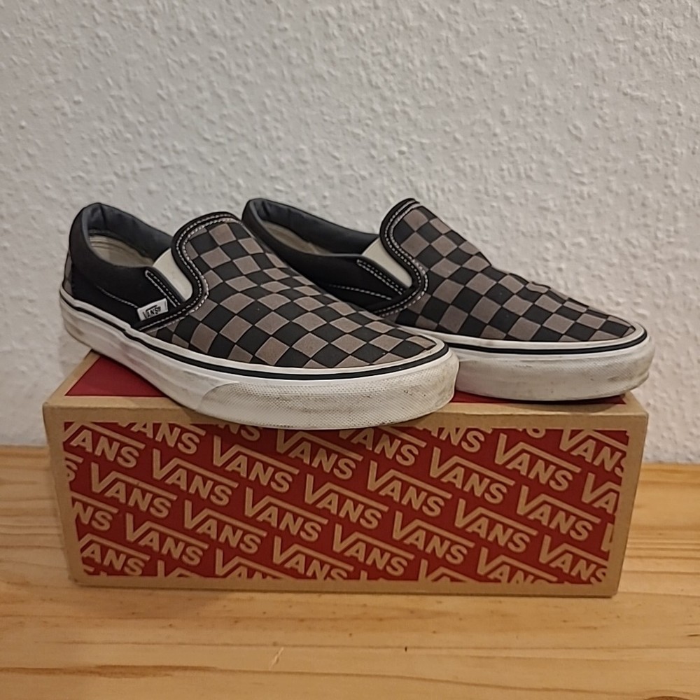 Vans Off The Wall Classic Slip-on Grey And Black Checkered UK Size 6.5 With Box